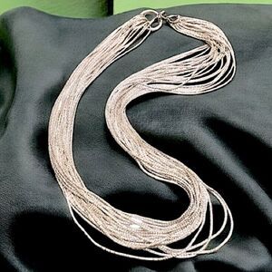 Vintage Milor 12 multi strand .925 Silver Cobra chain 19” Convertible Necklace